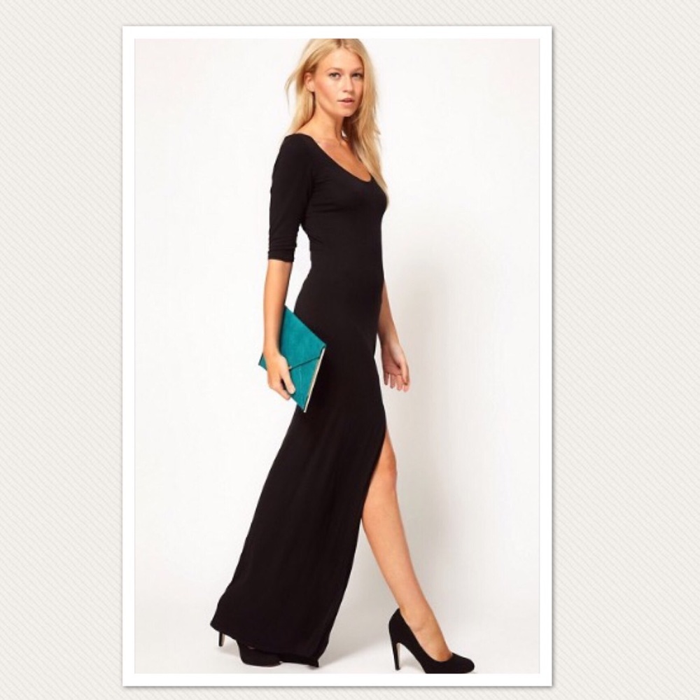 ASOS LOVE Bodycon Maxi Dress w/Side Split in Red - Picture 4 of 6